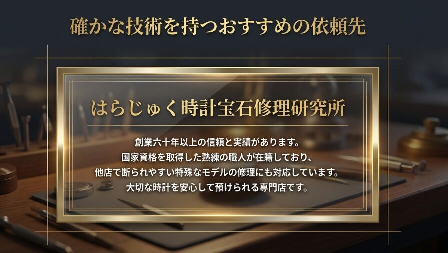 創業60年以上の実績と国家資格者による安心の修理体制を紹介するスライド