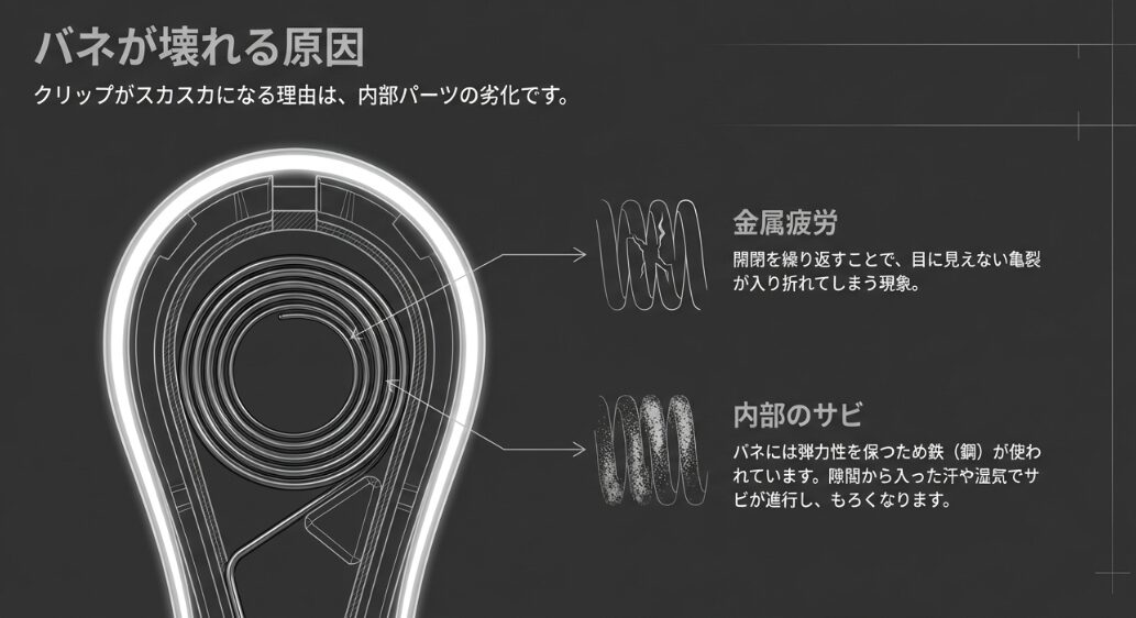 クリップのバネが壊れる2大原因