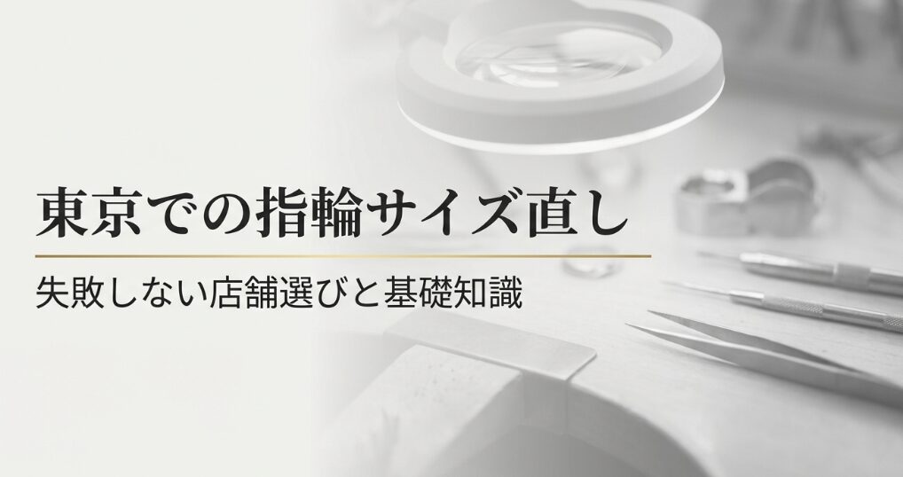東京での指輪サイズ直しの失敗しない店舗選びと基礎知識を解説するタイトルスライド