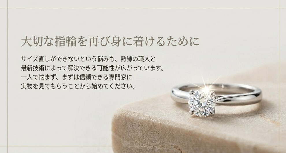 一人で悩まず信頼できる専門家に実物を見てもらうことを推奨する、まとめのメッセージスライド。