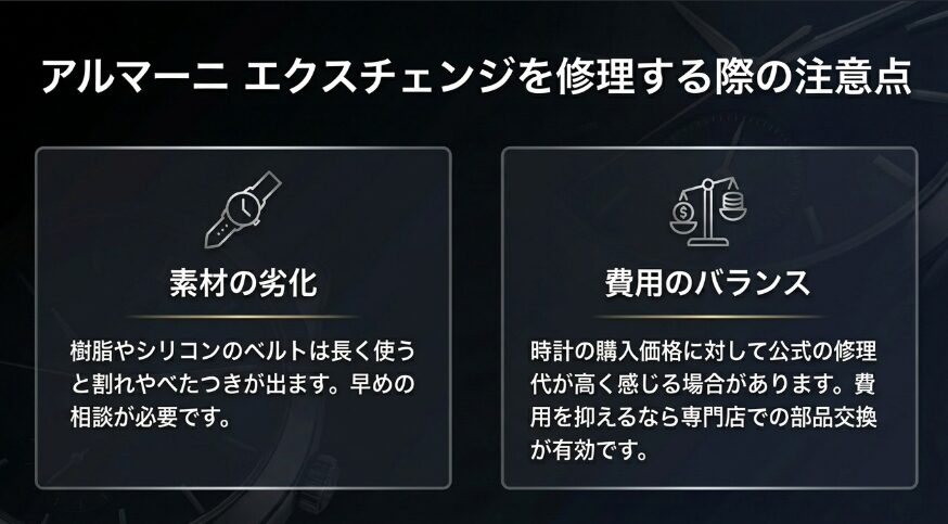 樹脂・シリコンベルトの素材劣化や、購入価格と修理費用のバランスについての解説