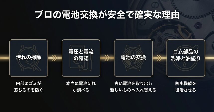 汚れの掃除、電圧電流確認、ゴム部品（パッキン）の洗浄と注油などプロの作業ステップ 